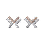  Fancy Pink and White Diamond Leibish Logo Pave Earrings