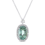  Oval Green Tourmaline and Halo Diamond Pendant