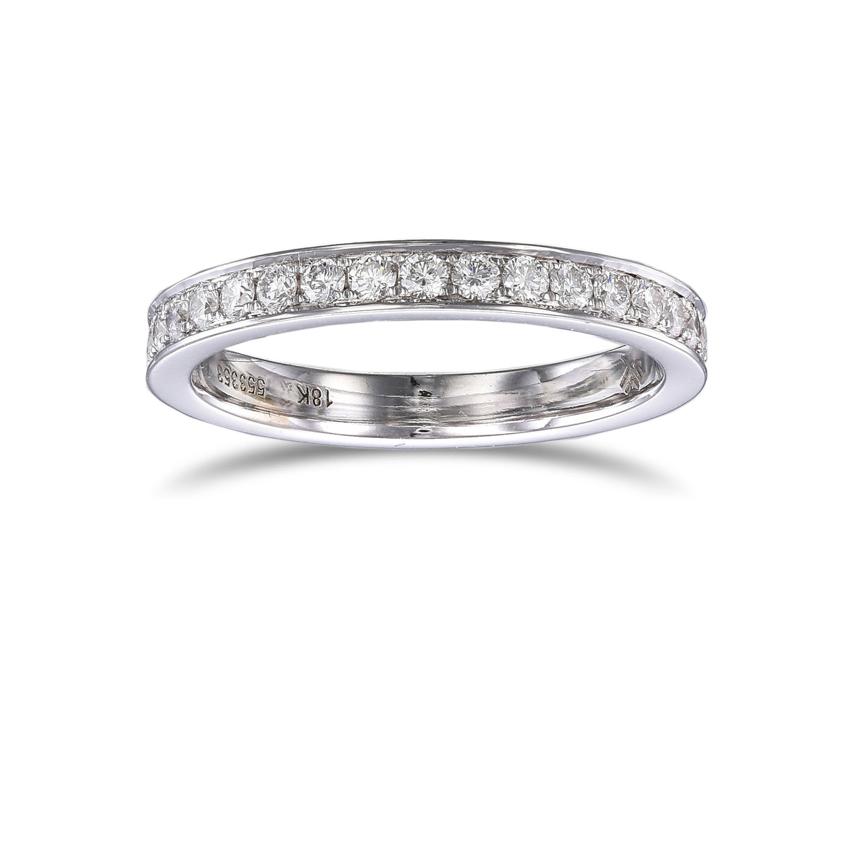 Round Brilliant Diamond Half Eternity Pave Set Wedding Ring