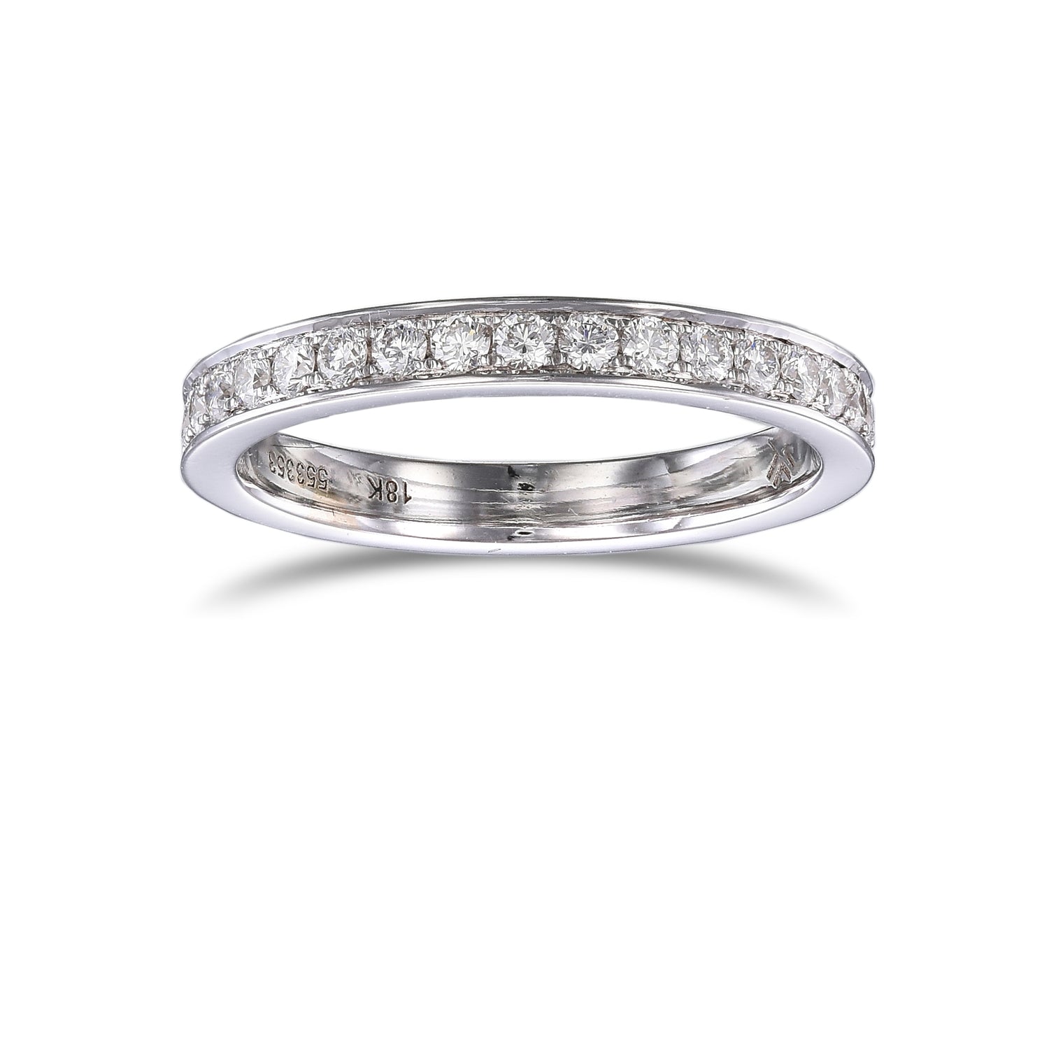 Round Brilliant Diamond Half Eternity Pave Set Wedding Ring