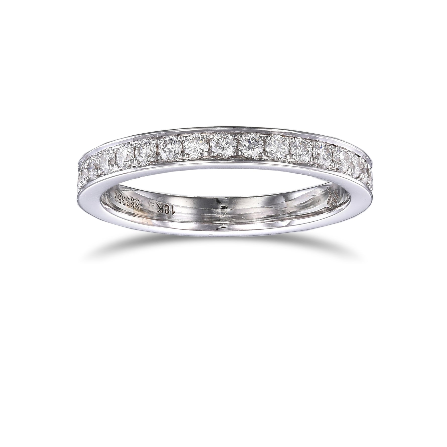 Round Brilliant Diamond Half Eternity Pave Set Wedding Ring