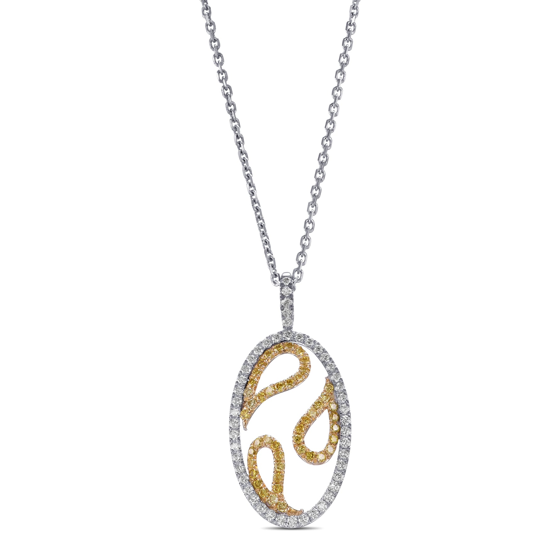  Fancy Intense Yellow & White Diamond Pave Pendant
