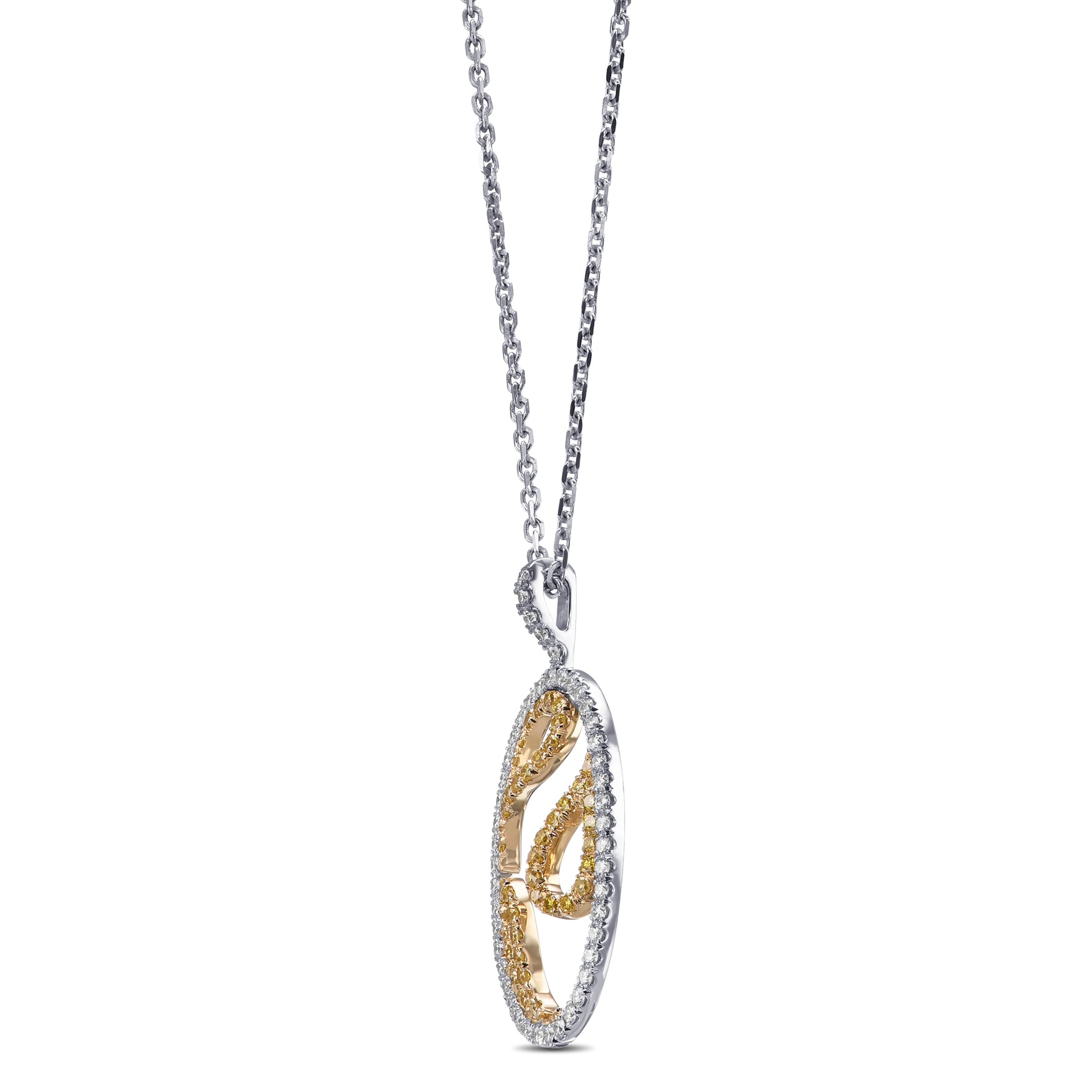  Fancy Intense Yellow & White Diamond Pave Pendant
