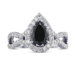 Fancy Black Pear Halo Diamond Ring