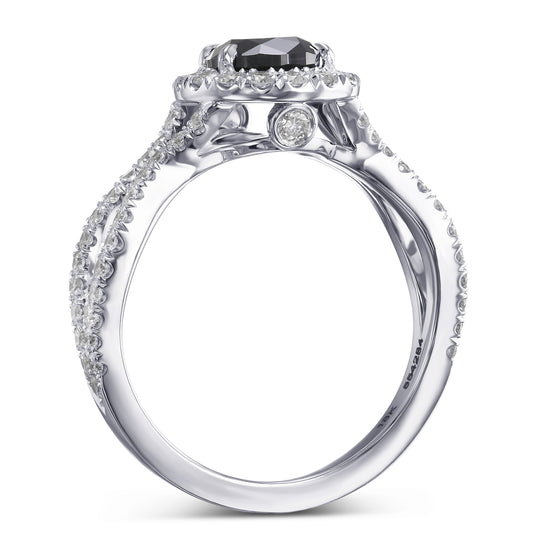 Fancy Black Pear Halo Diamond Ring