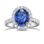 Oval Sapphire and Diamond Regal Halo Ring
