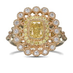 Fancy Yellow Double Halo Diamond Ring