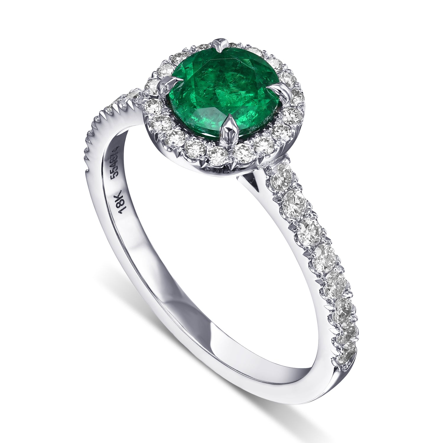 Round Muzo Emerald Halo Ring