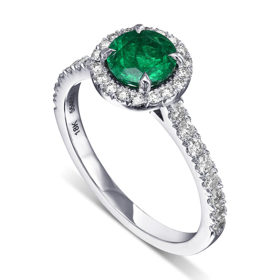 Round Muzo Emerald Halo Ring