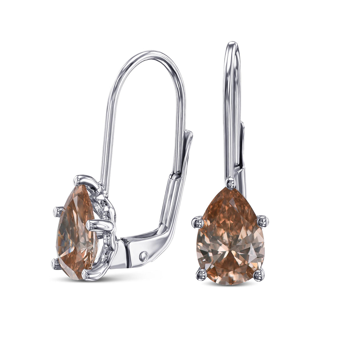 Fancy Yellowish-Brown Pear Drop Earrings