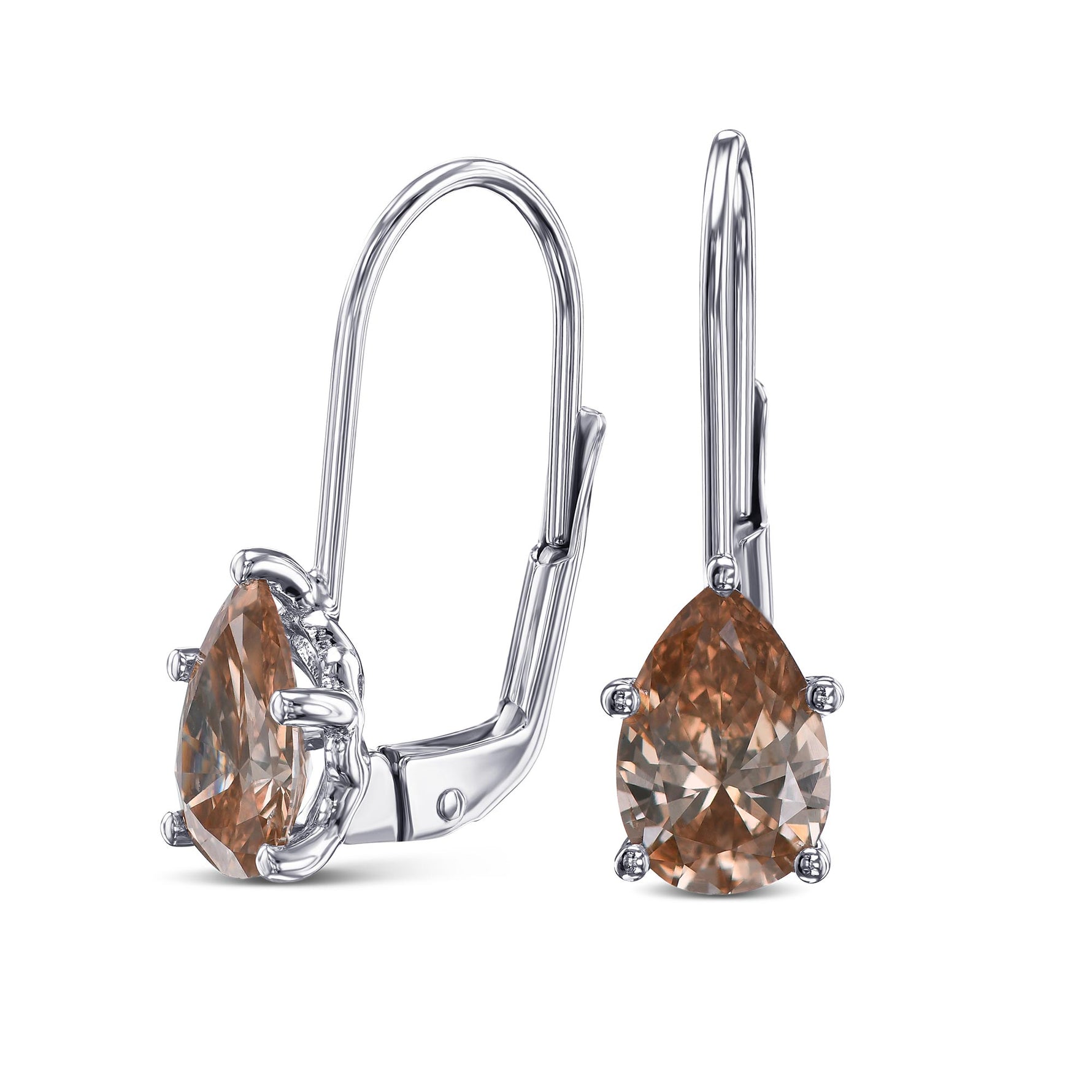 Fancy Yellowish-Brown Pear Drop Earrings