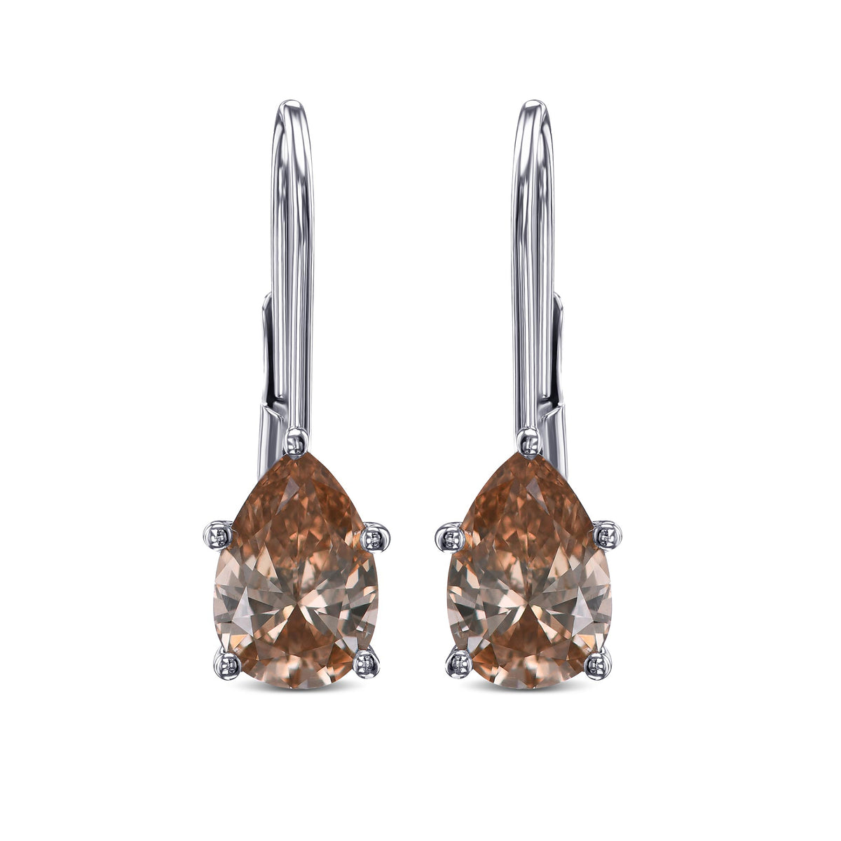 Fancy Yellowish-Brown Pear Drop Earrings