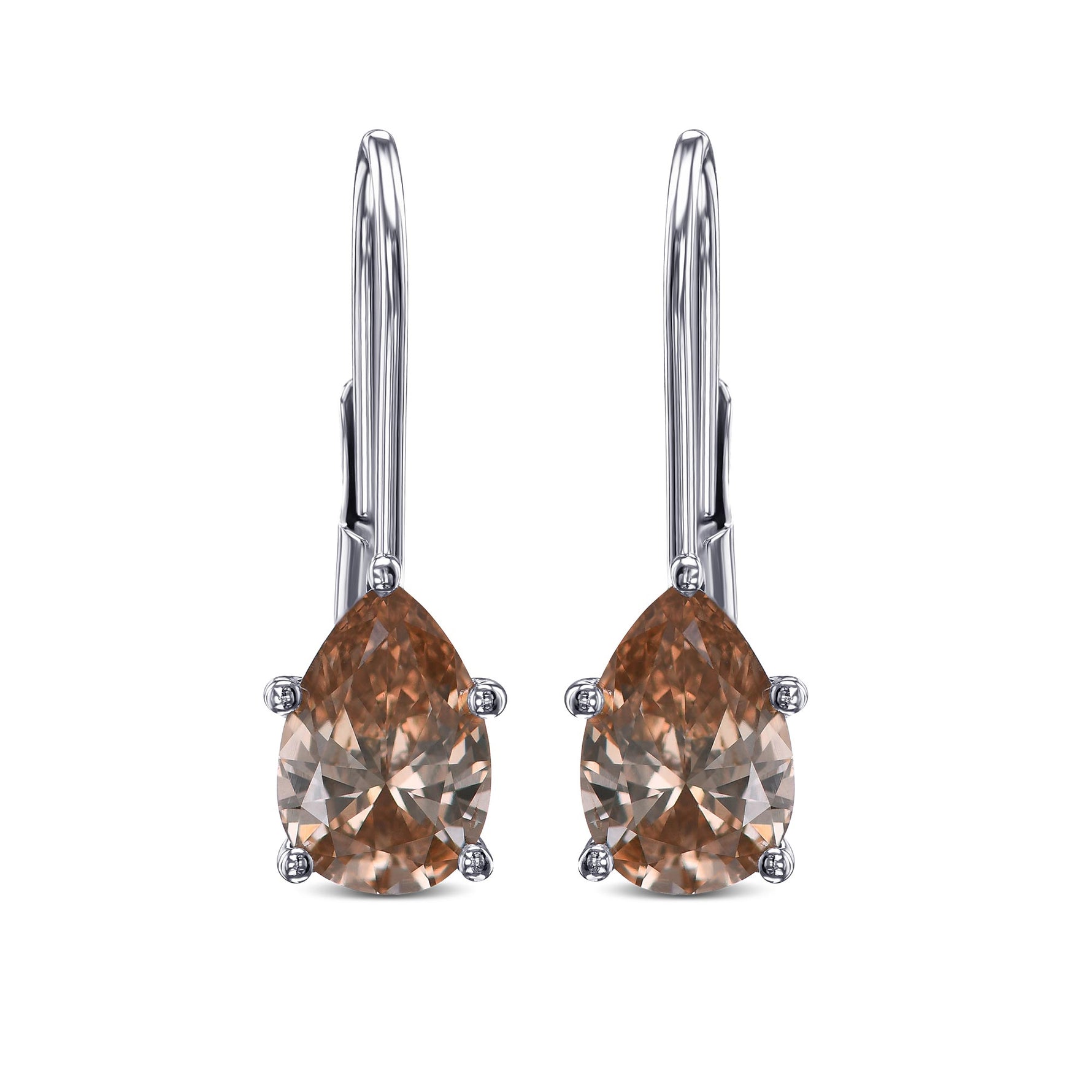 Fancy Yellowish-Brown Pear Drop Earrings