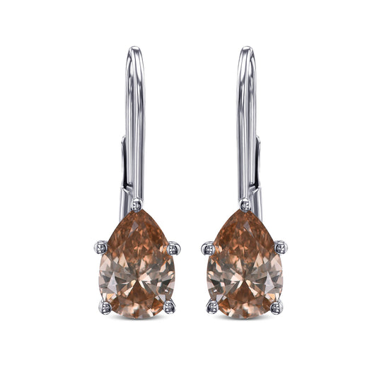 Fancy Yellowish-Brown Pear Drop Earrings
