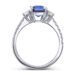 Emerald-cut Sapphire & Half-moon Diamond 3-stone