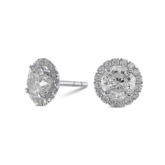 "88 Cut" Diamond Halo Earrings