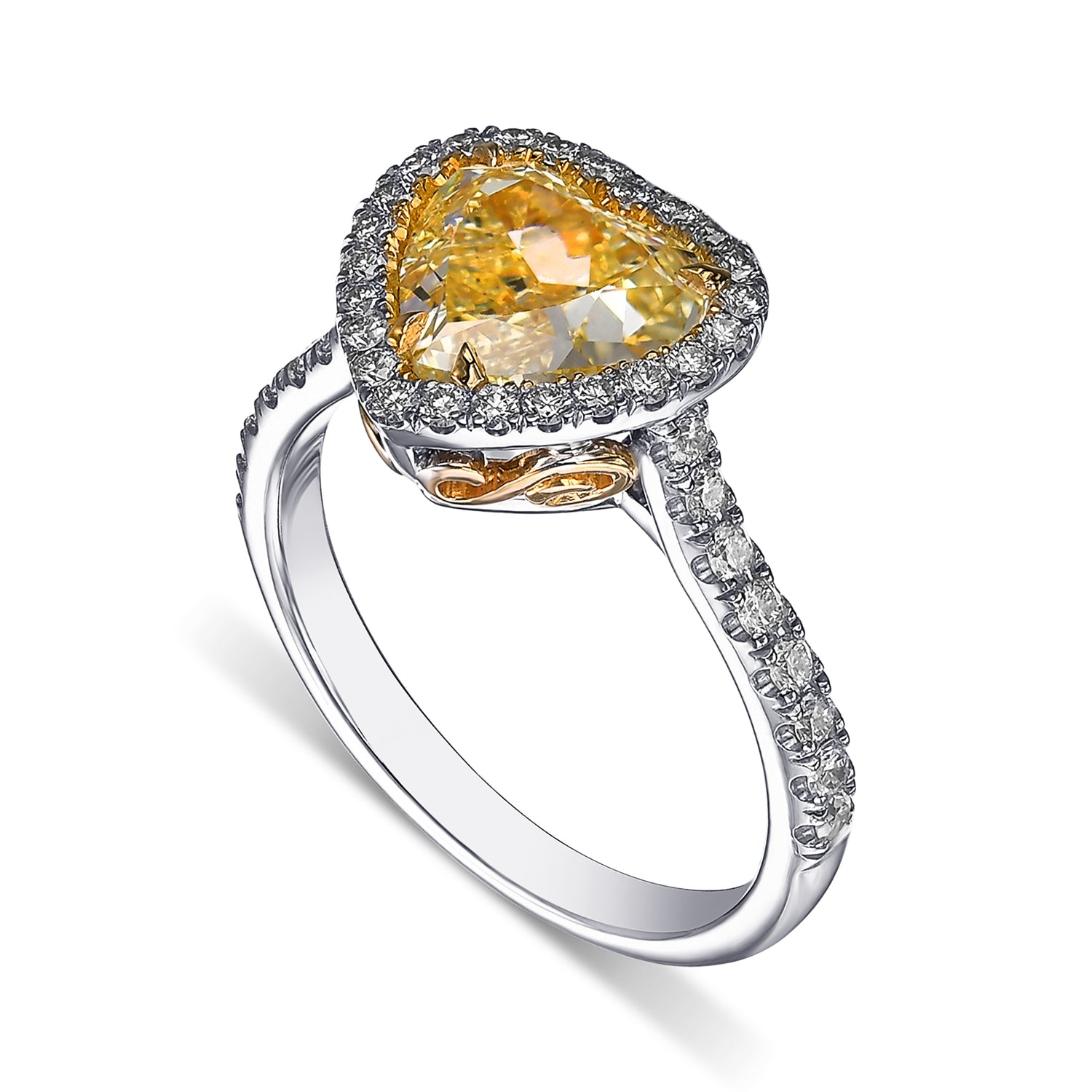 Fancy Light Yellow Heart Diamond Halo Ring