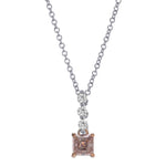 Light Pinkish Brown Asscher Diamond Drop Pendant