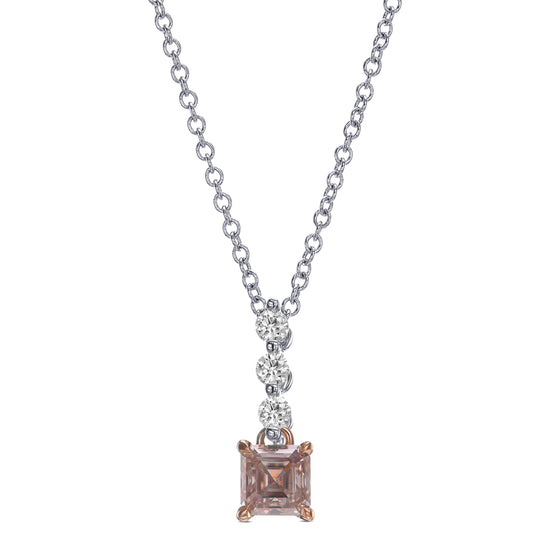 Light Pinkish Brown Asscher Diamond Drop Pendant