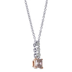 Light Pinkish Brown Asscher Diamond Drop Pendant