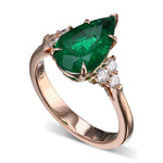 Pear Muzo Emerald Side Stone Ring
