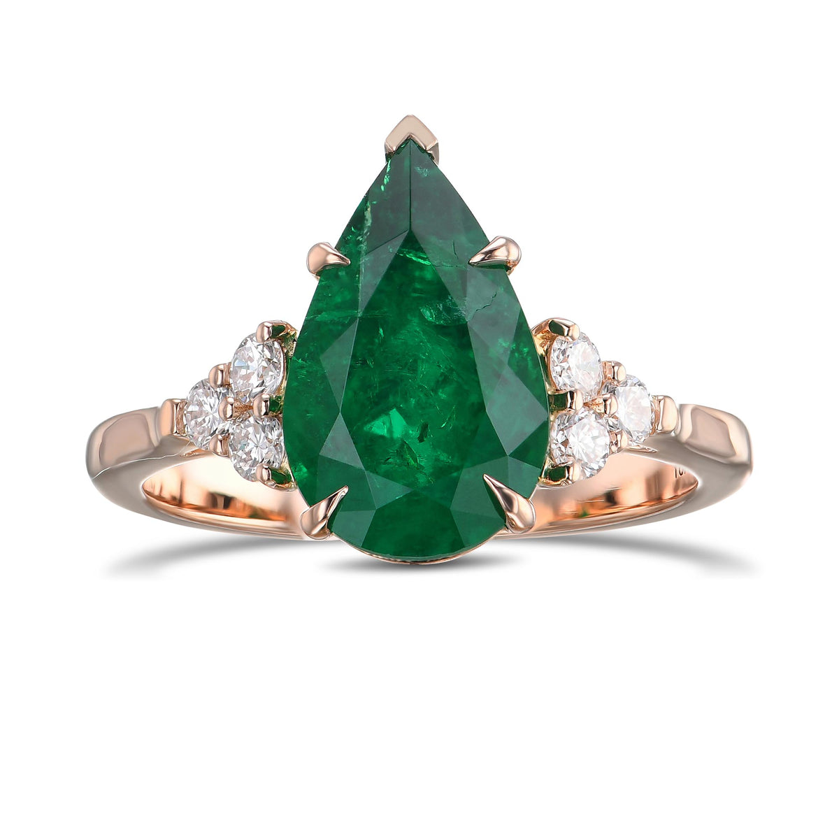Pear Muzo Emerald Side Stone Ring