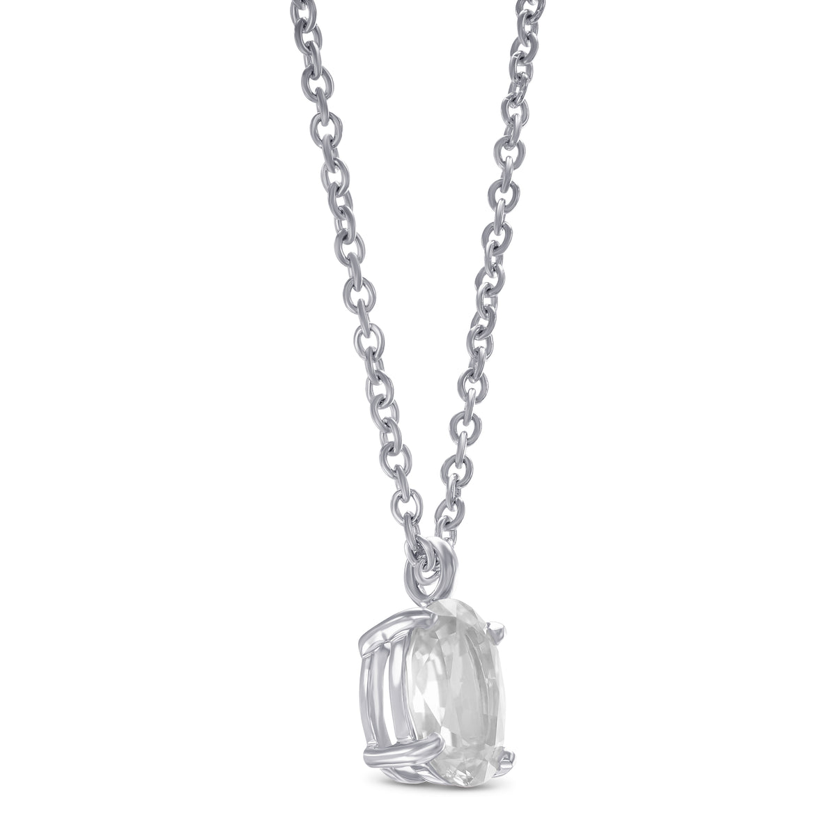 Oval White Sapphire Solitaire Pendant