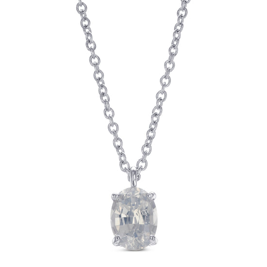 Oval White Sapphire Solitaire Pendant