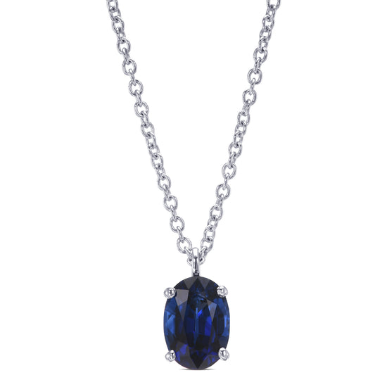 Oval Sapphire Solitaire Pendant