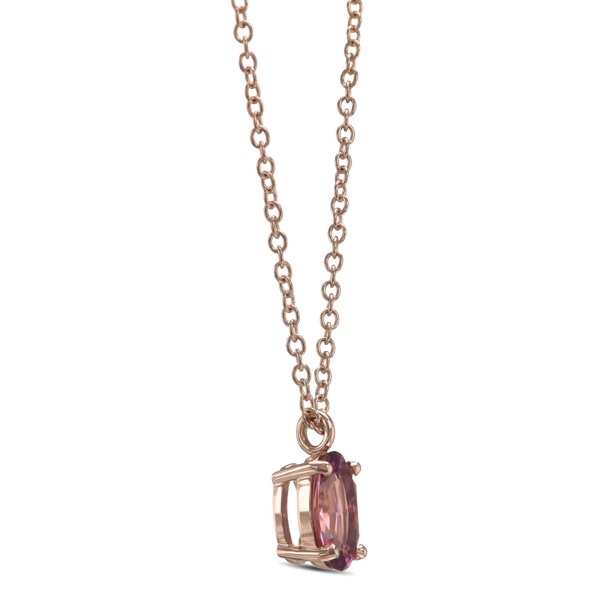 Oval Pink Tourmaline Solitaire Pendant