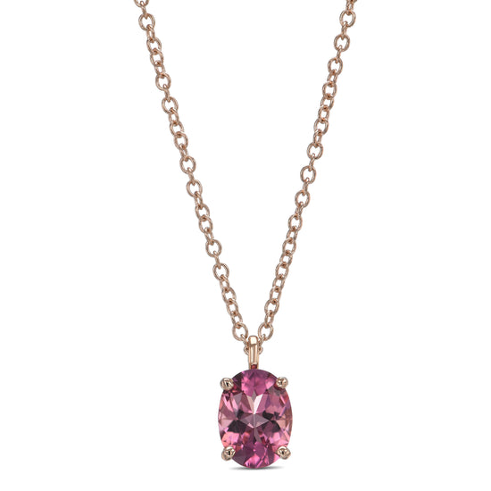 Oval Pink Tourmaline Solitaire Pendant