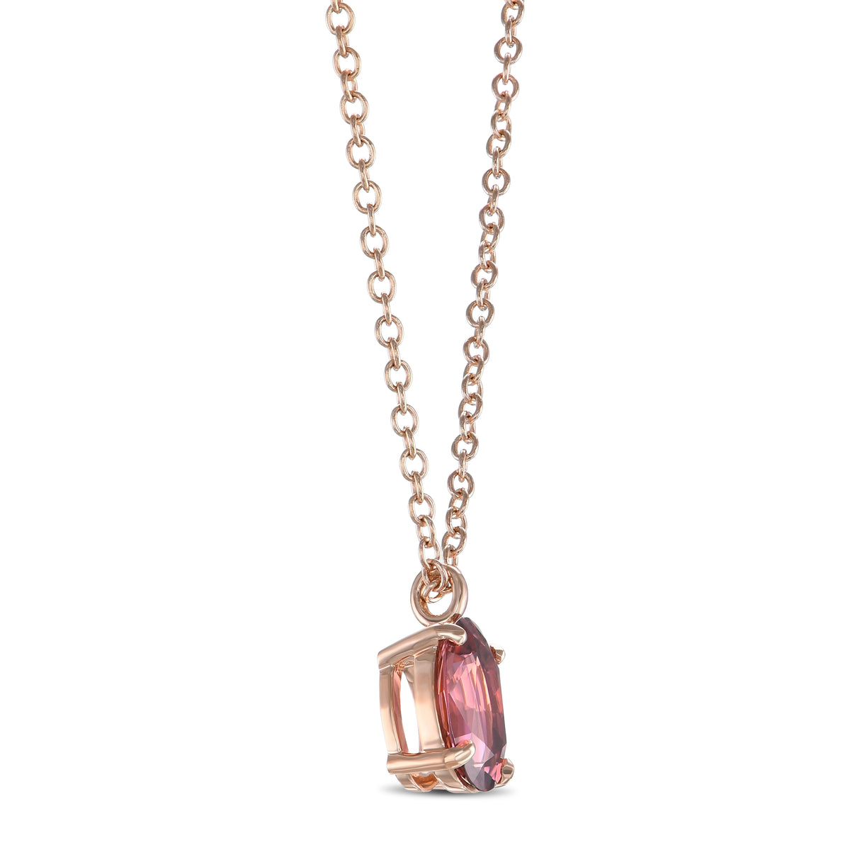 Oval Pink Tourmaline Solitaire Pendant
