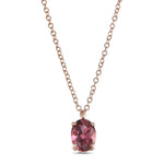 Oval Pink Tourmaline Solitaire Pendant