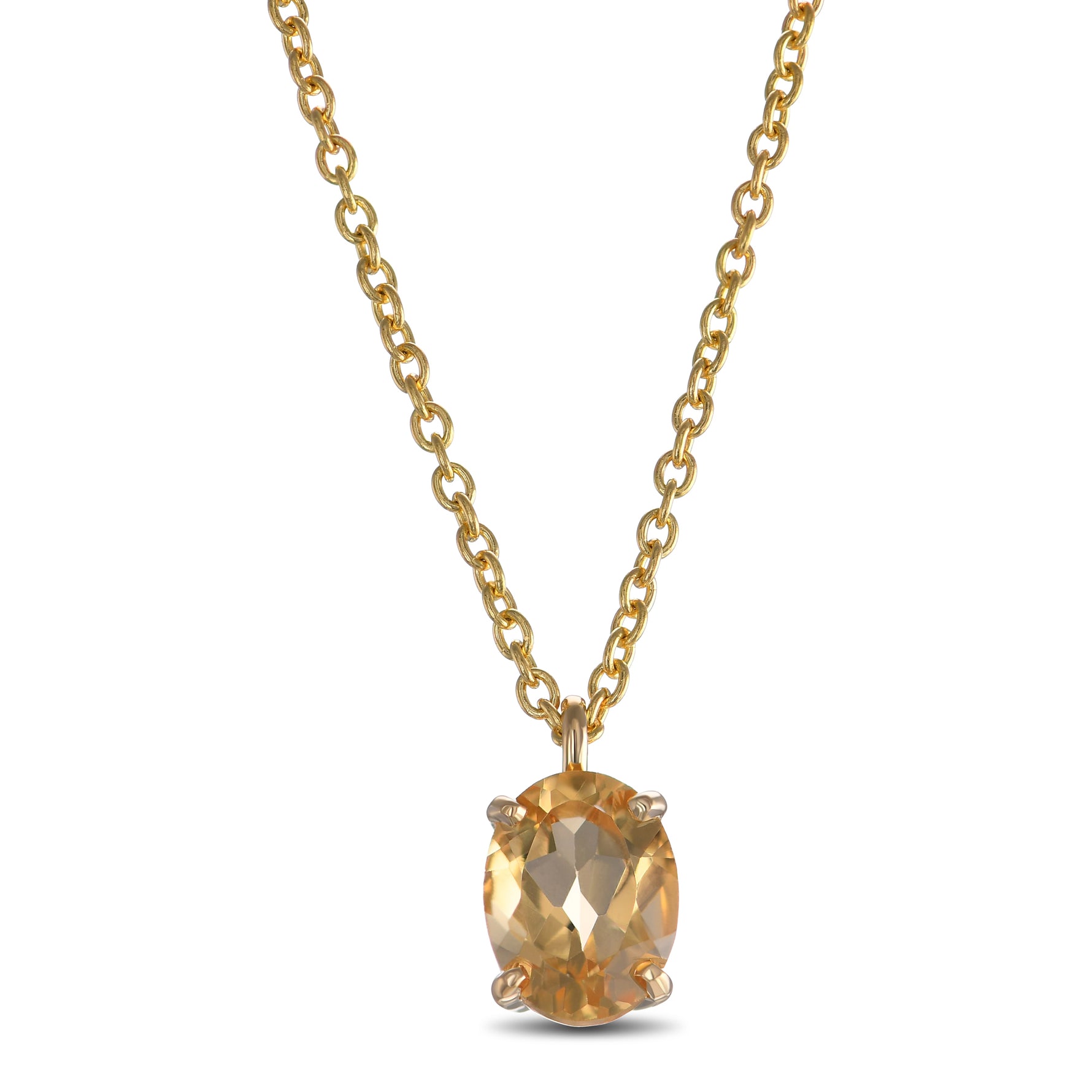 Oval Citrine Solitaire Pendant