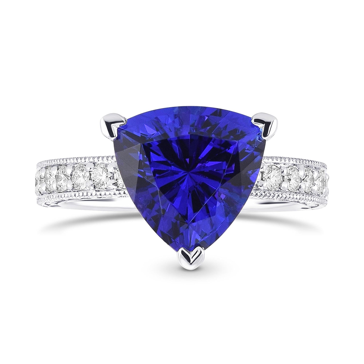 Trilliant Tanzanite Side-stone Ring