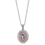 Oval Alexandrite and Diamond Double Halo Pendant