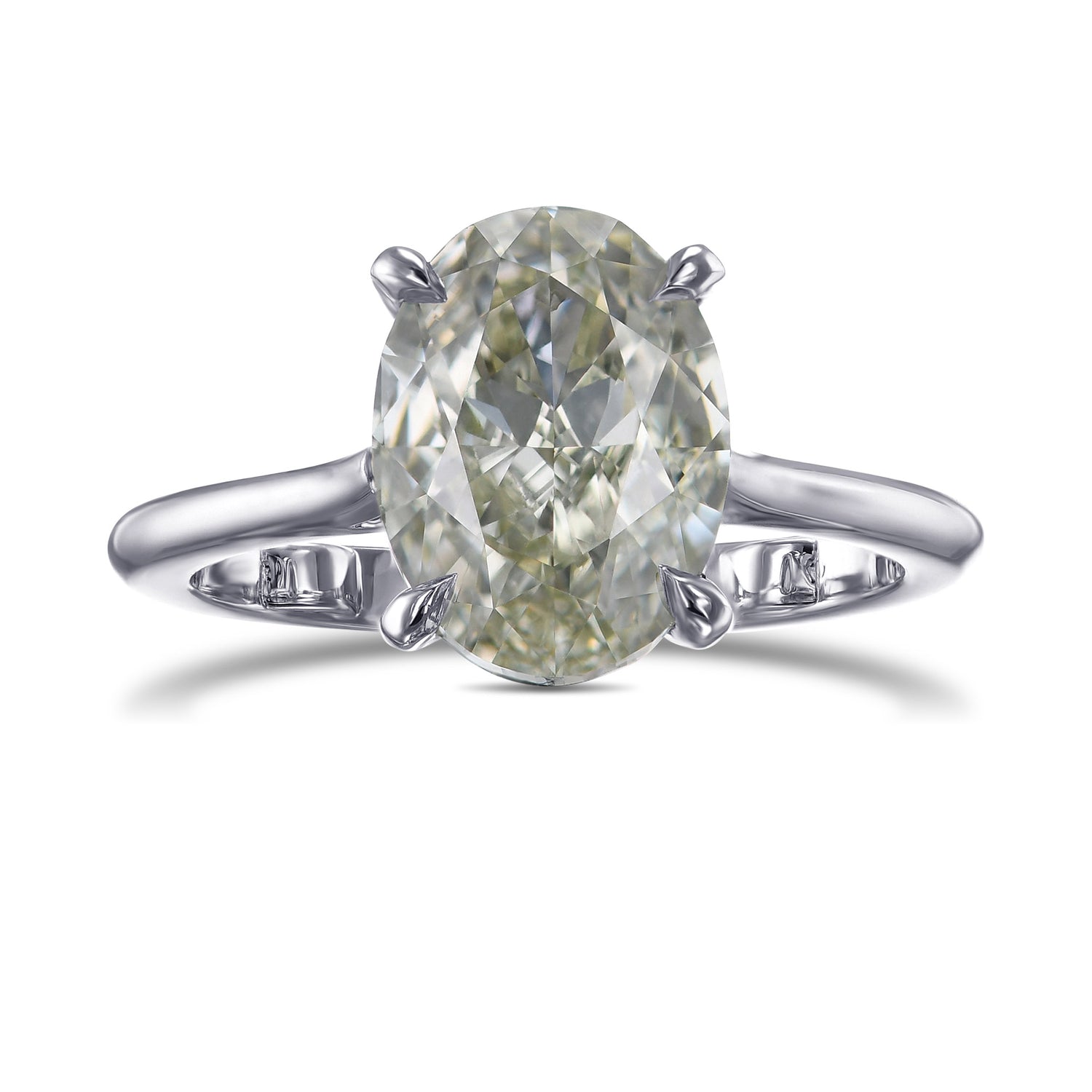 Oval Fancy Yellowish Green Solitaire Diamond Ring
