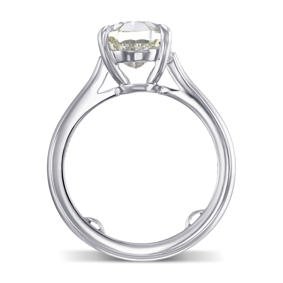 Oval Fancy Yellowish Green Solitaire Diamond Ring