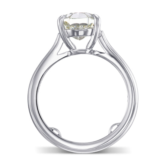 Oval Fancy Yellowish Green Solitaire Diamond Ring