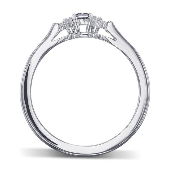 Fancy Blue Gray Radiant Diamond Side Stone Ring