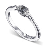 Fancy Blue Gray Radiant Diamond Side Stone Ring