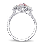 Fancy Pink Purple Oval 3 Stone Diamond Ring