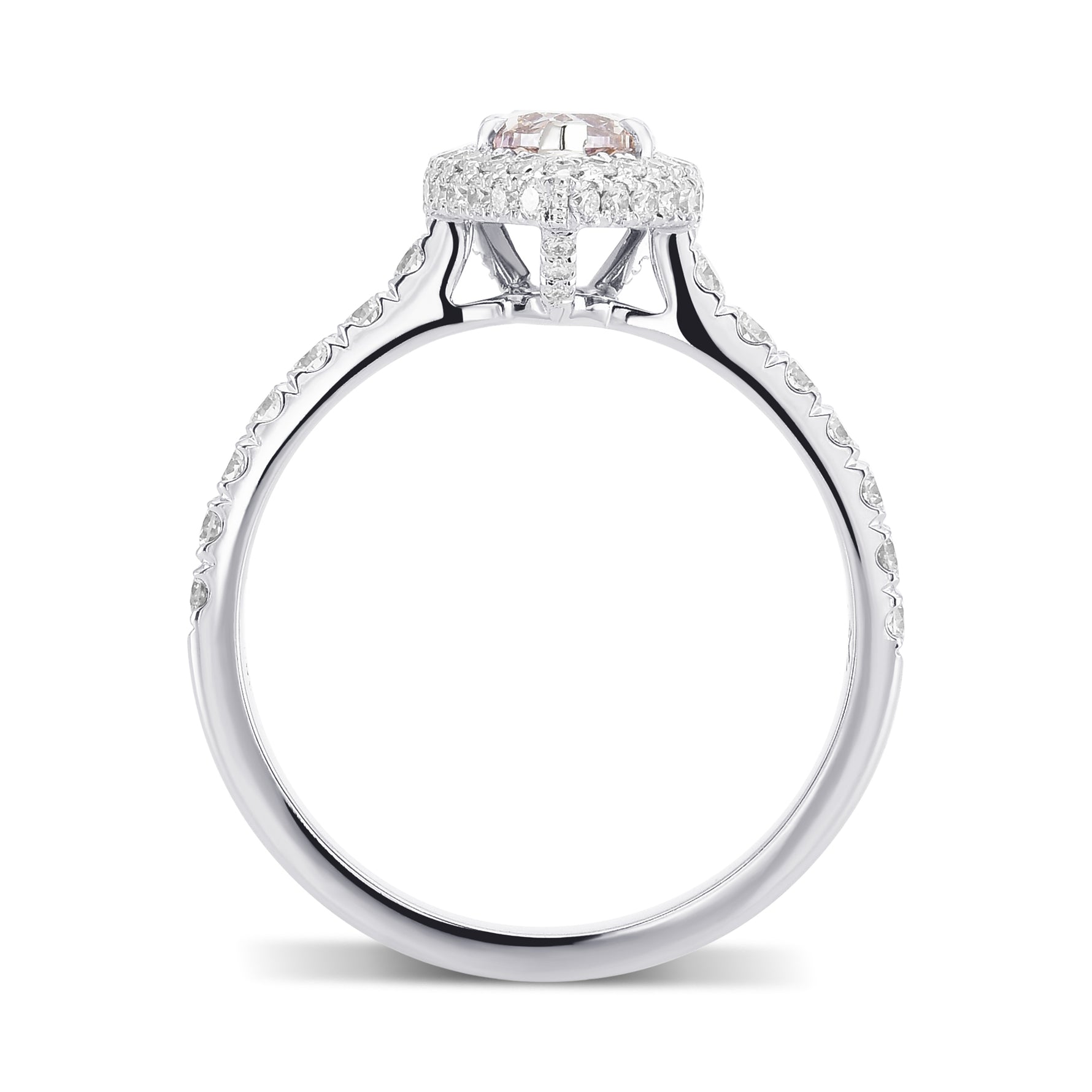 Fancy Brownish Pink Pear Regal Halo Diamond Ring