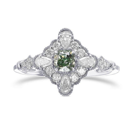 Fancy Intense Green Cushion Extraordinary Diamond Ring