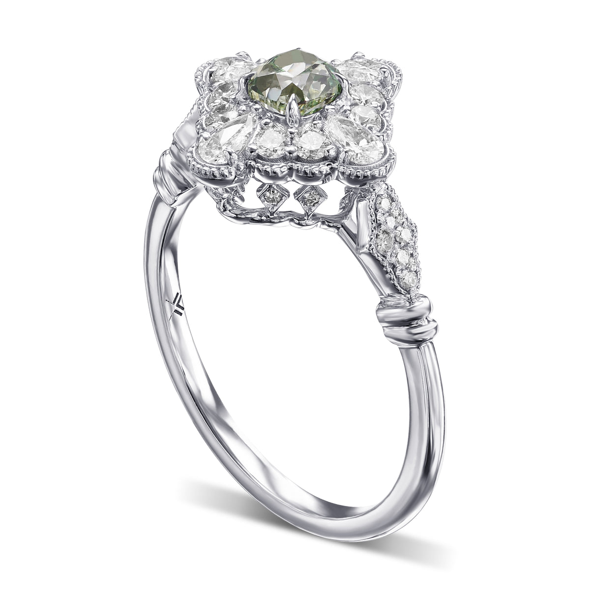 Fancy Intense Green Cushion Extraordinary Diamond Ring