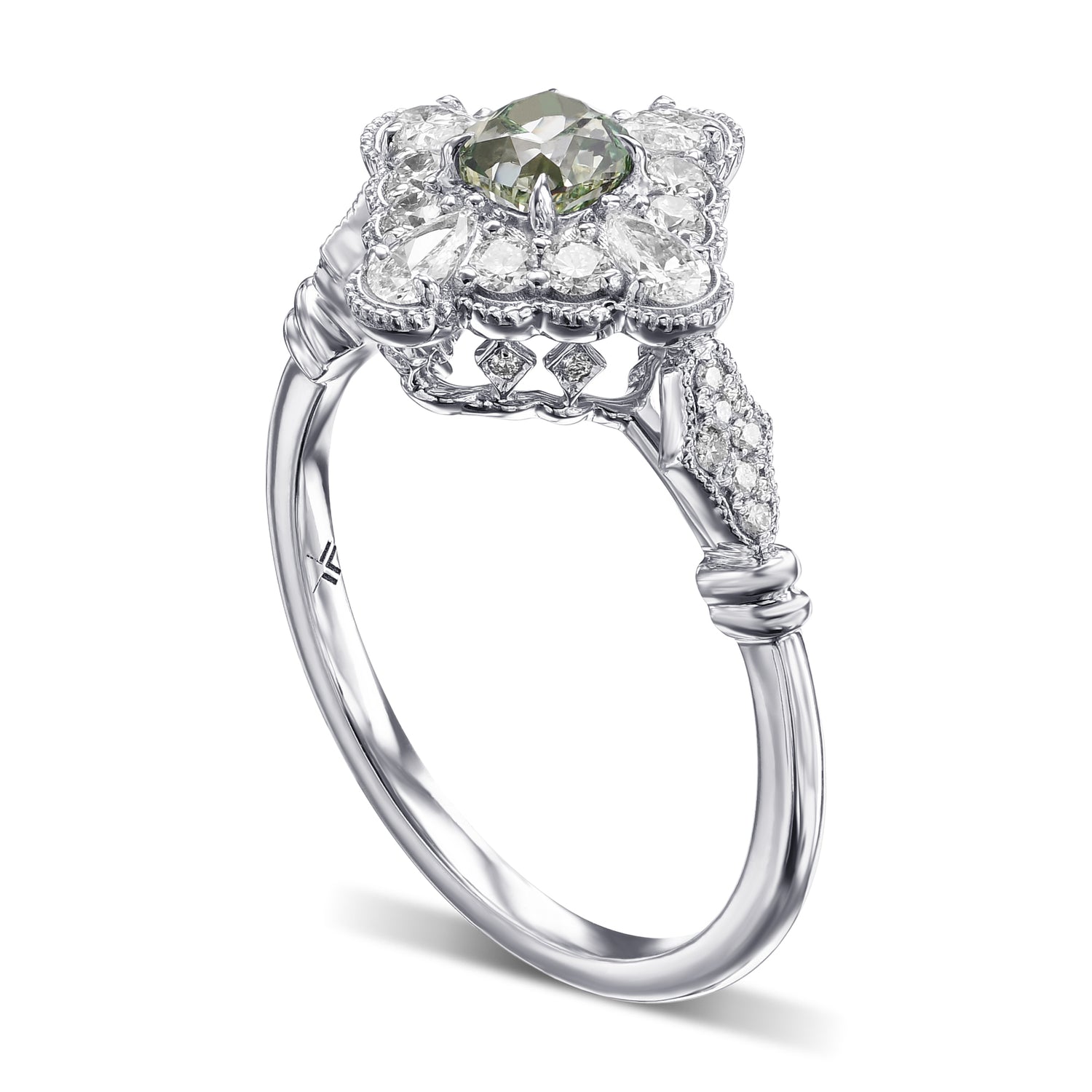 Fancy Intense Green Cushion Extraordinary Diamond Ring