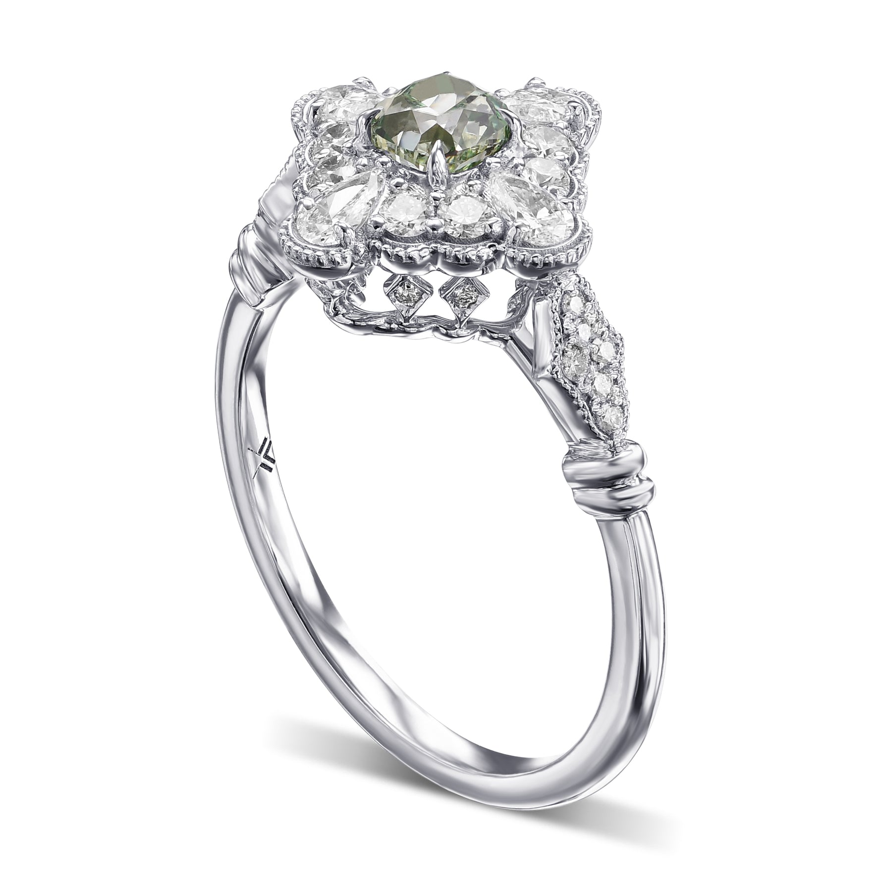 Fancy Intense Green Cushion Extraordinary Diamond Ring
