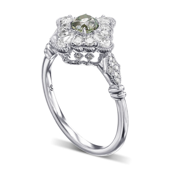 Fancy Intense Green Cushion Extraordinary Diamond Ring