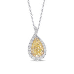 Fancy Yellow Pear Halo Diamond Pendant