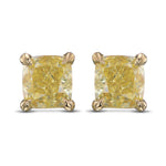 Fancy Yellow Cushion Diamond Stud Earrings